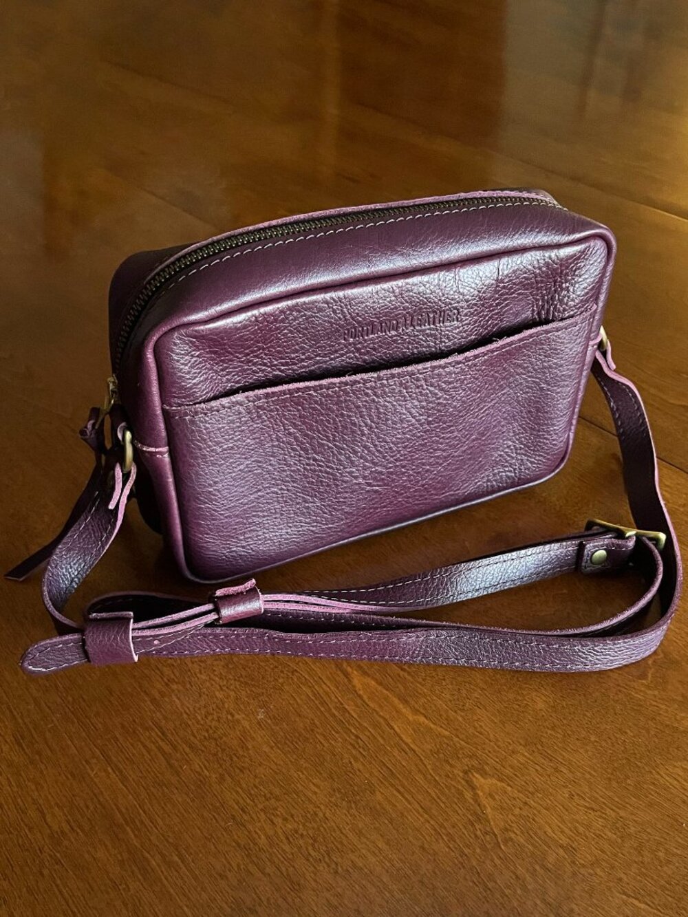 Portland Leather purple Plum camera bag